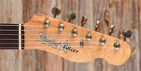 The Fender Bullet headstock. This one lacked the Made in Usa label.